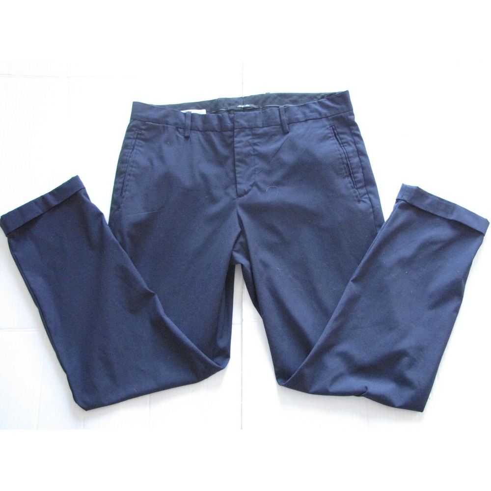 Mango Dress Pants Mens 32 Blue Mango Man Smart Flat Front Straight Leg Business